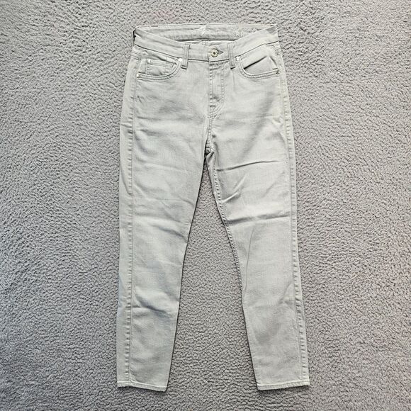 7 For All Mankind Jeans Womens Size 25 Gray The Mid Rise Cropped Skinny‎ - Picture 1 of 13